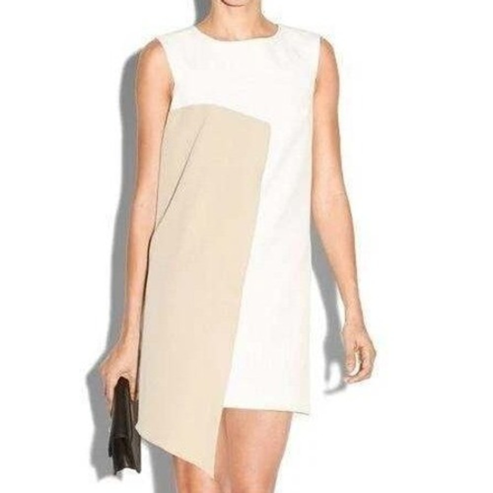 Milly Asymmetrical Minimalist Quiet Luxury Colorblock Shift Mini Dress Size 4